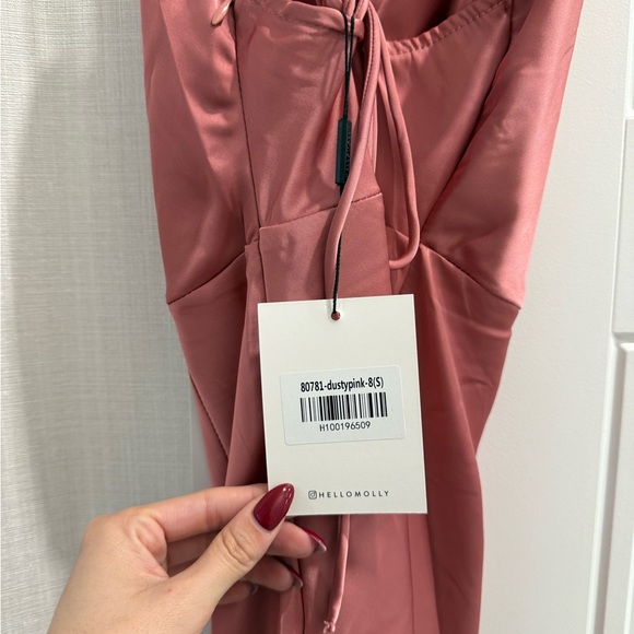 LOST AND FOUND MIDI DRESS DUSTY PINK - Picture 4 of 5